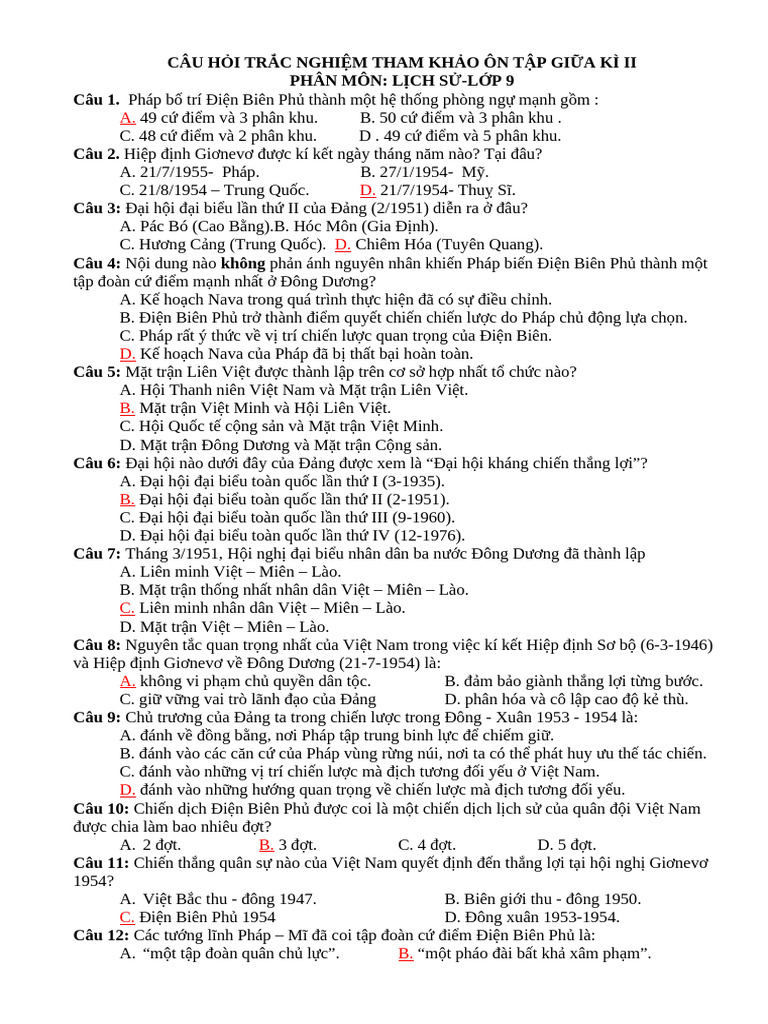 CÂU HỎI TN GIỮA KII SU 924 25 | PDF