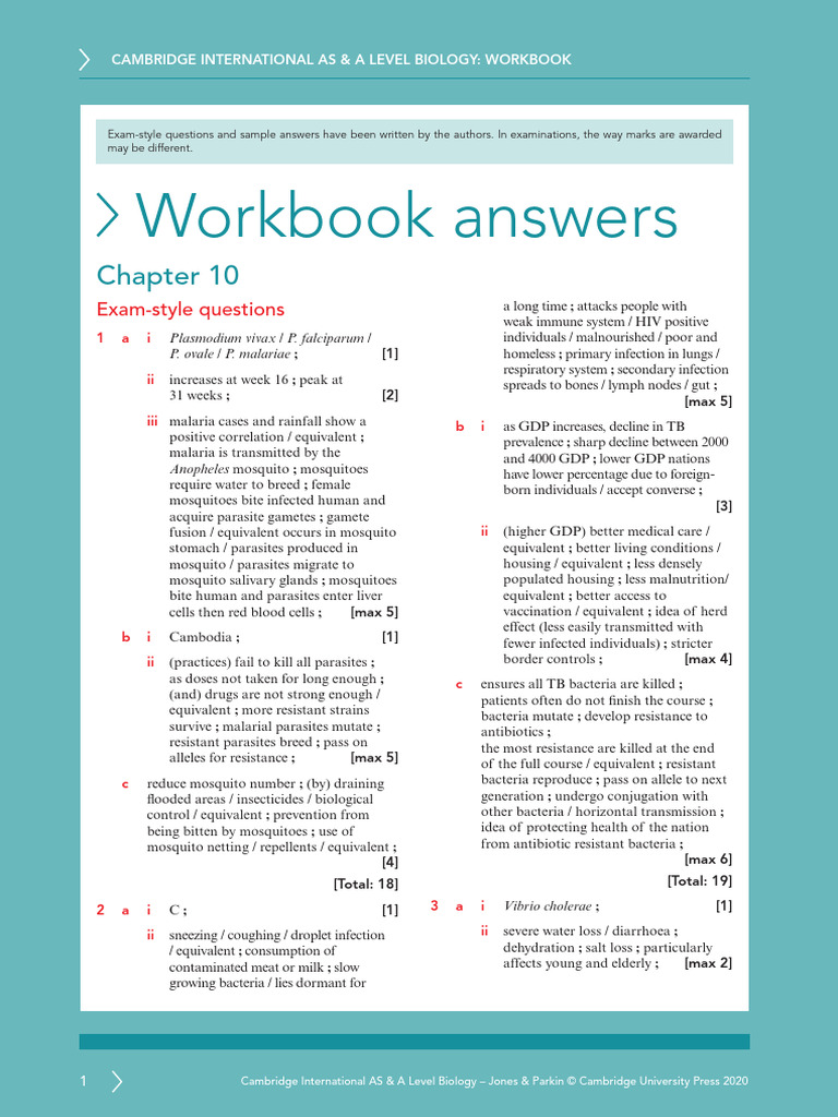 AS & A Level Biology Workbook Answers | PDF | Virus | Malaria