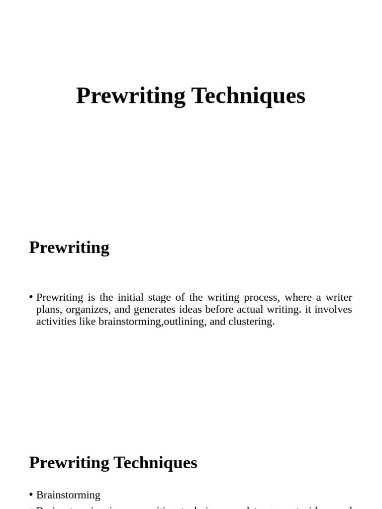 Effective Prewriting Techniques Guide | PDF