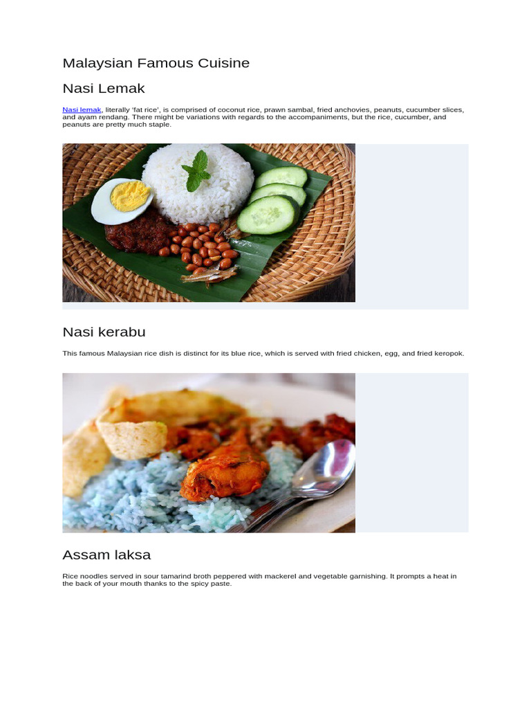 Famous Malaysian Cuisine | PDF | Curry | Asian Cuisine