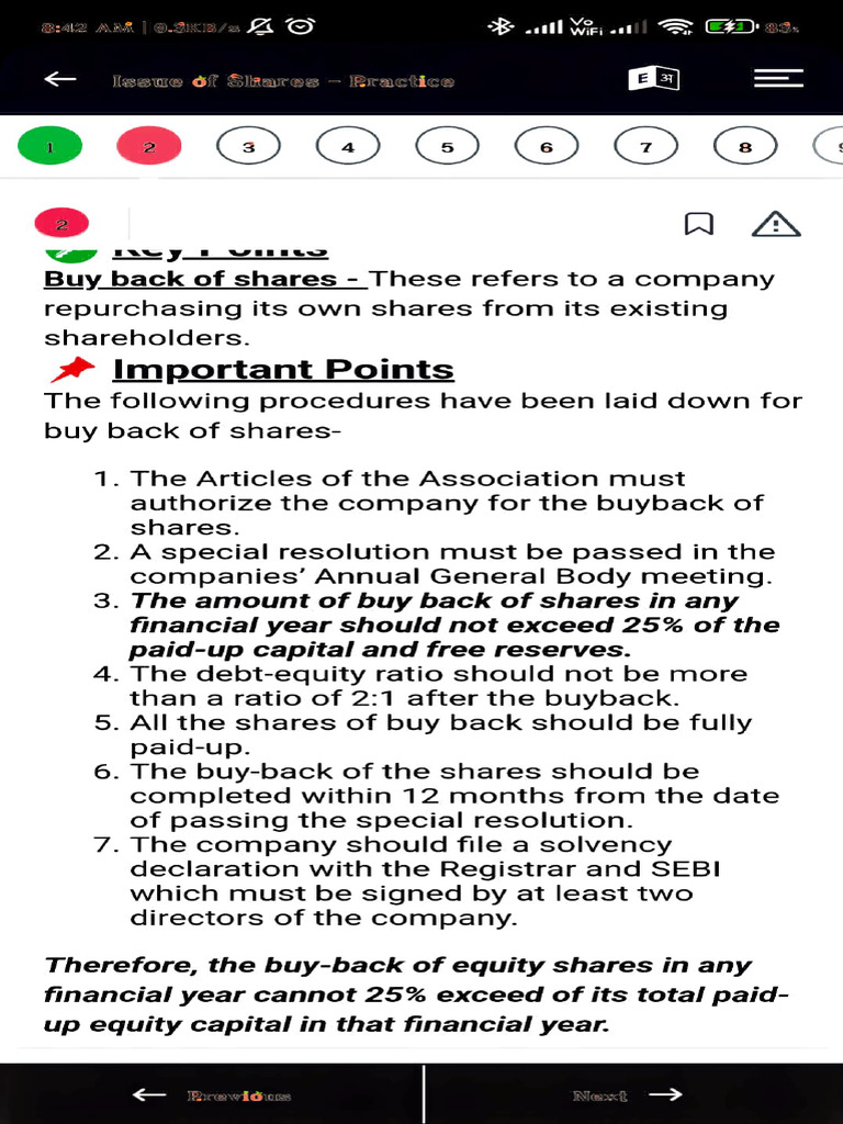 Buyback of Shares: Key Procedures | PDF