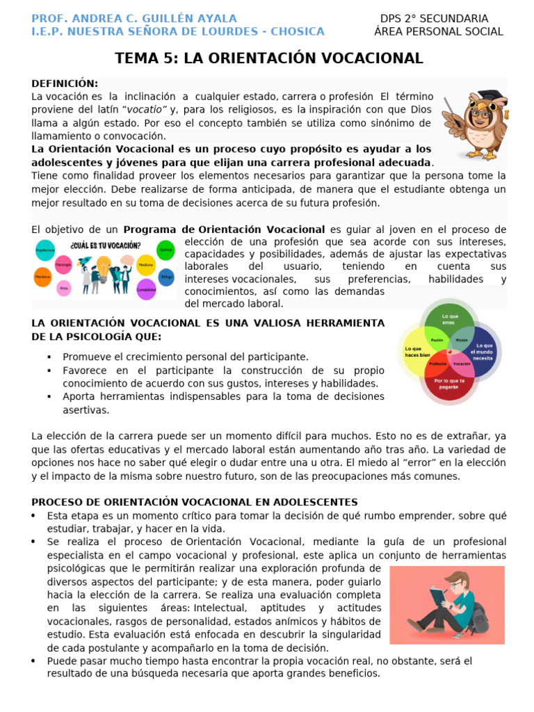 Proceso de Orientación Vocacional | PDF | Toma de decisiones | Sicología