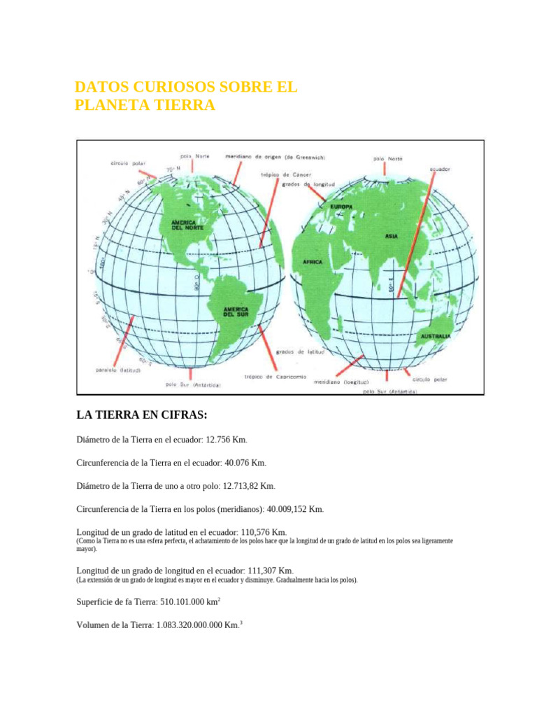 Datos Curiosos sobre la Tierra | PDF | Ecuador | Tierra