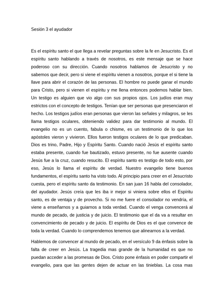 El papel del Espíritu Santo en la fe | PDF | Pecado | Jesús