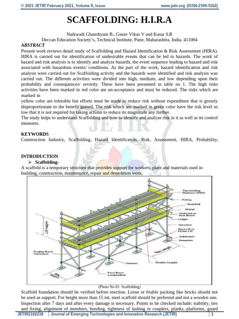 Scaffolding Risk Assessment and HIRA | PDF | Scaffolding | Risk