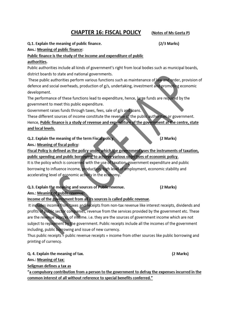 CHAPTER 16 Fiscal Policy (I) | PDF | Taxes | Debt