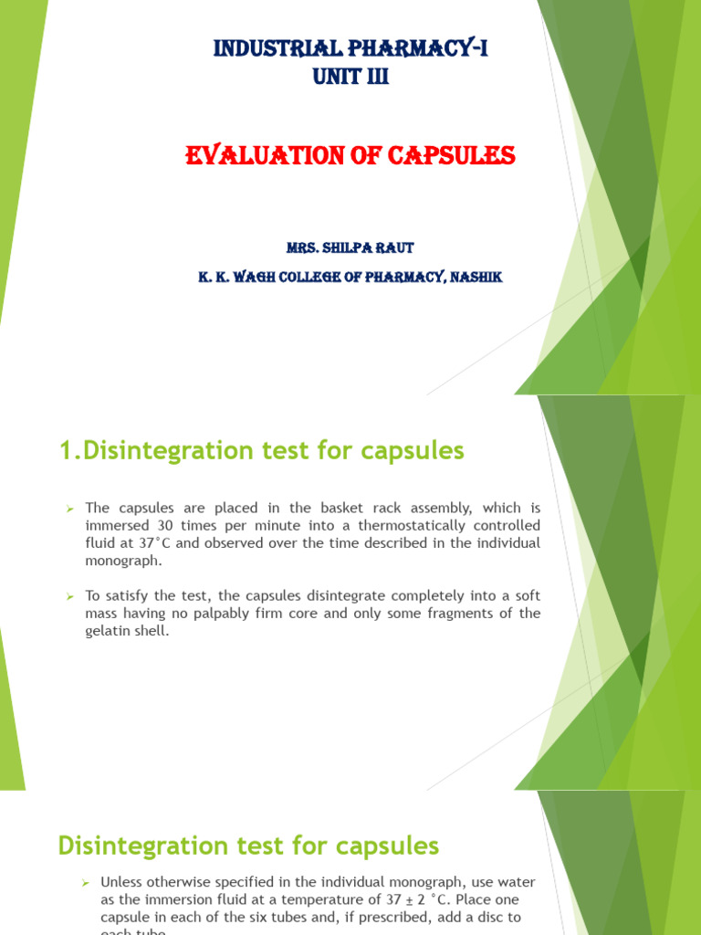 Capsule Evaluation and Testing Methods | PDF | Assay | Shelf Life