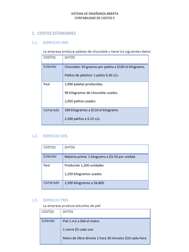 Ejercicios de Contabilidad de Costos II | PDF | Cantidad | Unidades de ...