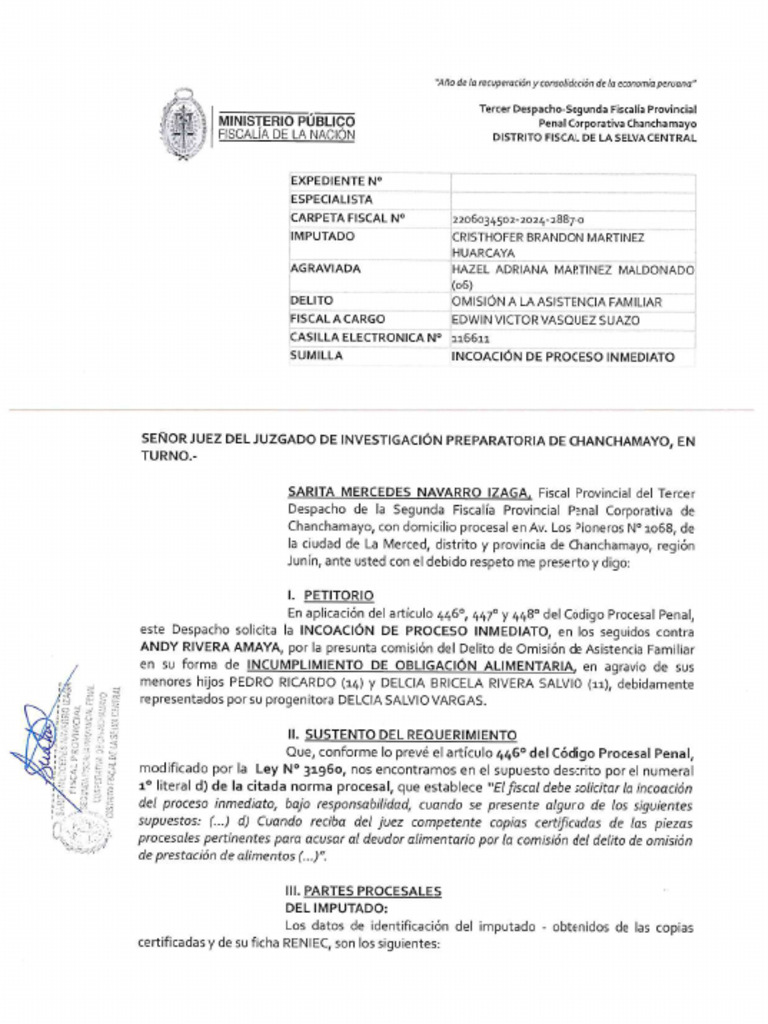 Proceso Inmediato Enviar A Yosi | PDF