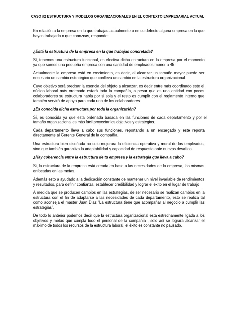 Estructura Organizacional y Estrategia Empresarial | PDF | Business ...