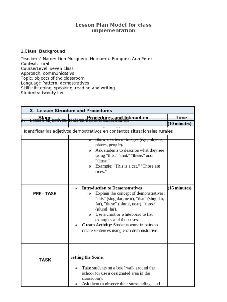 Classroom Objects: Teaching Demonstratives | PDF | Lesson Plan ...