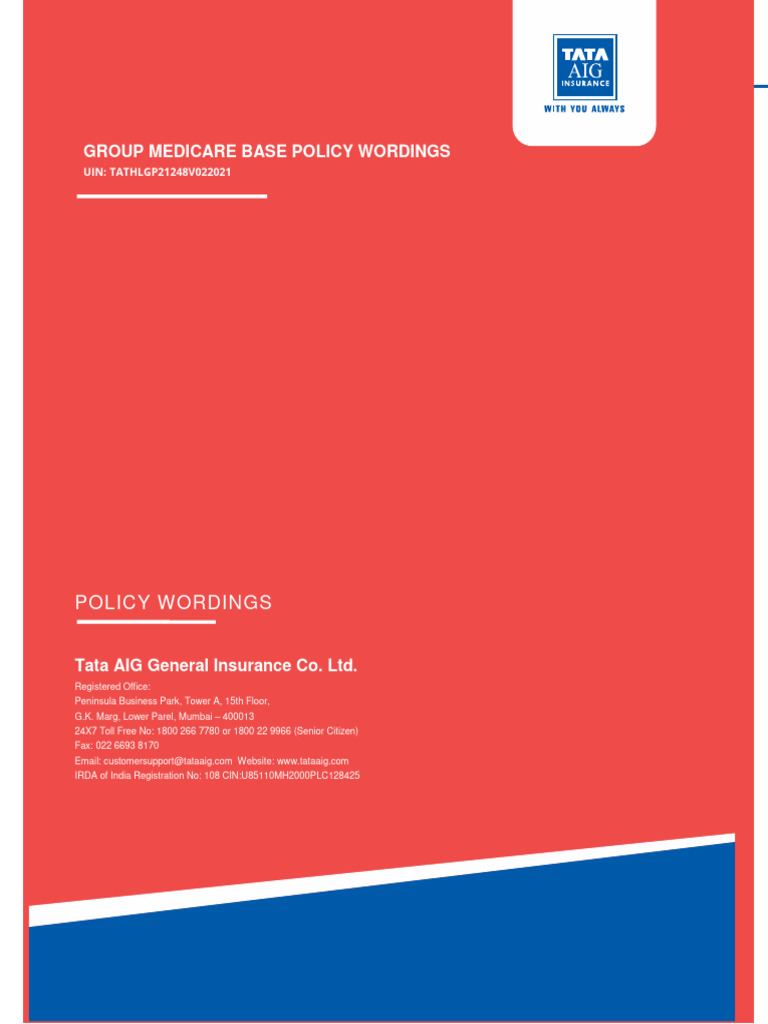 Group MediCare - Base Policy Wordings | PDF | Hospital | Medicine