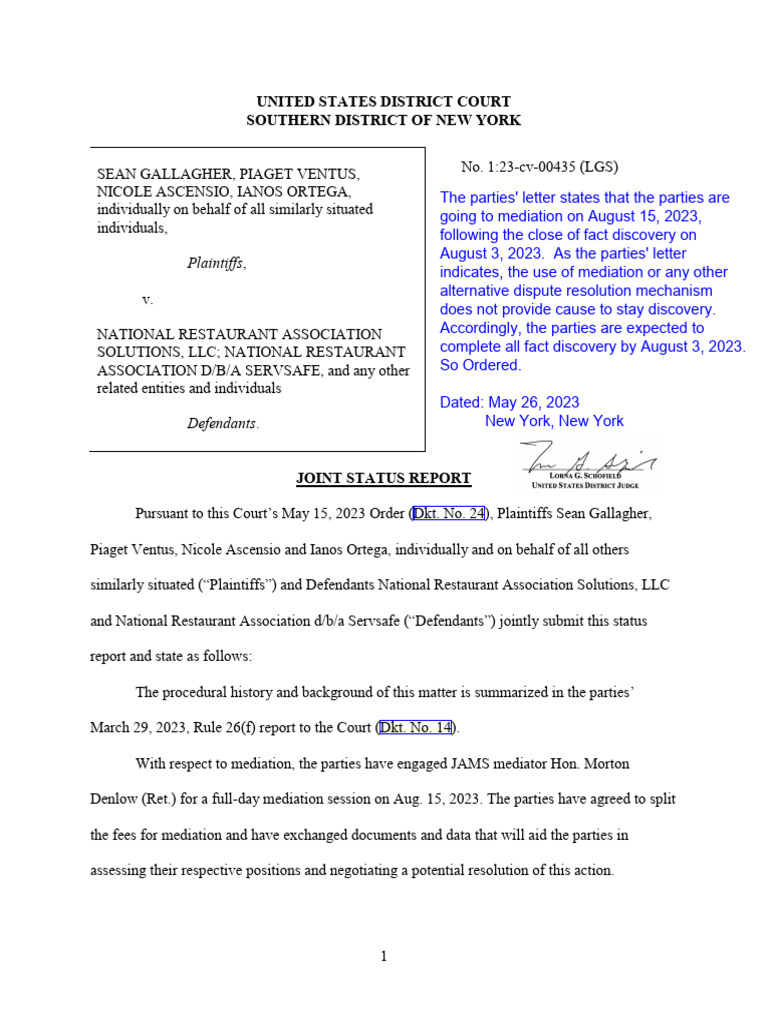 Joint Status Report on Mediation Progress | PDF | Mediation | Discovery ...
