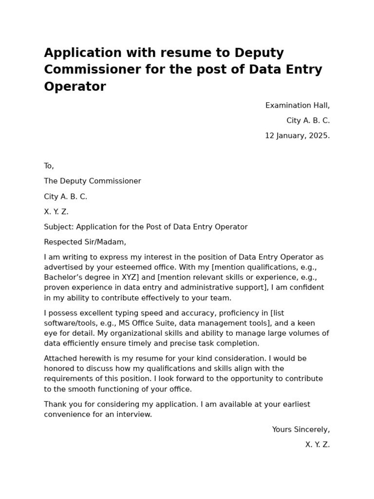 Application for Data Entry Operator Position | PDF