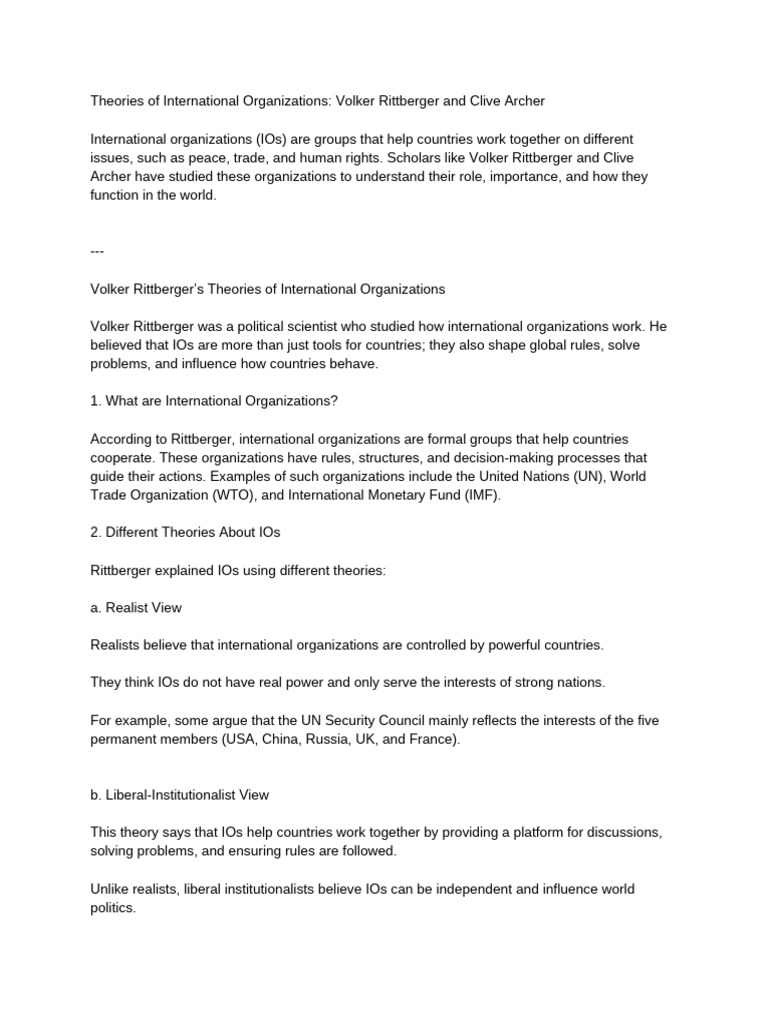 Theories of IOs | PDF | Human Rights | United Nations