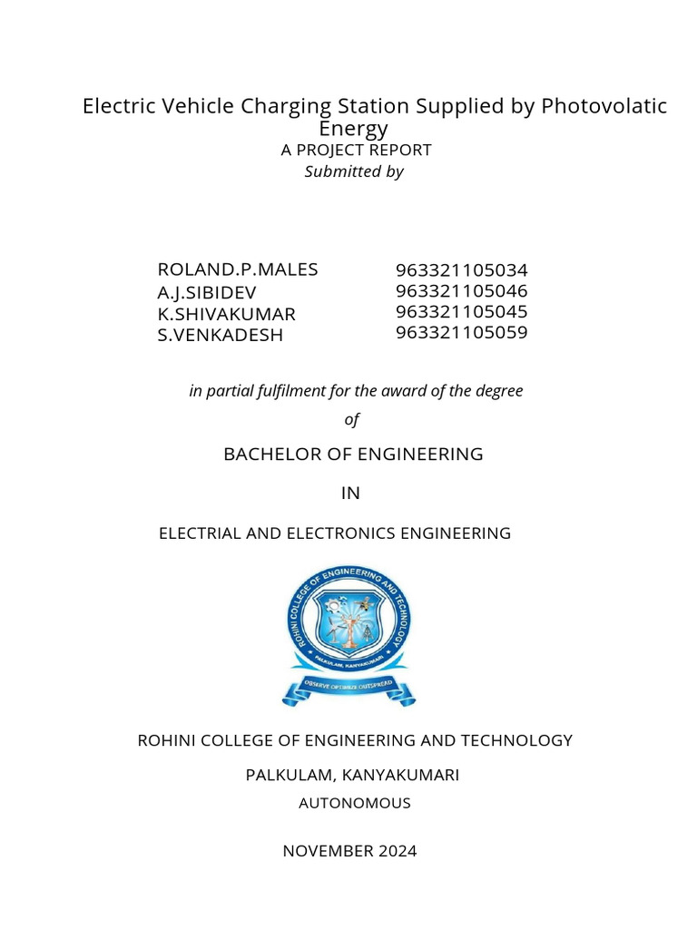 Photovoltaic Electric Vehicle Charging Station | PDF | Gratitude ...