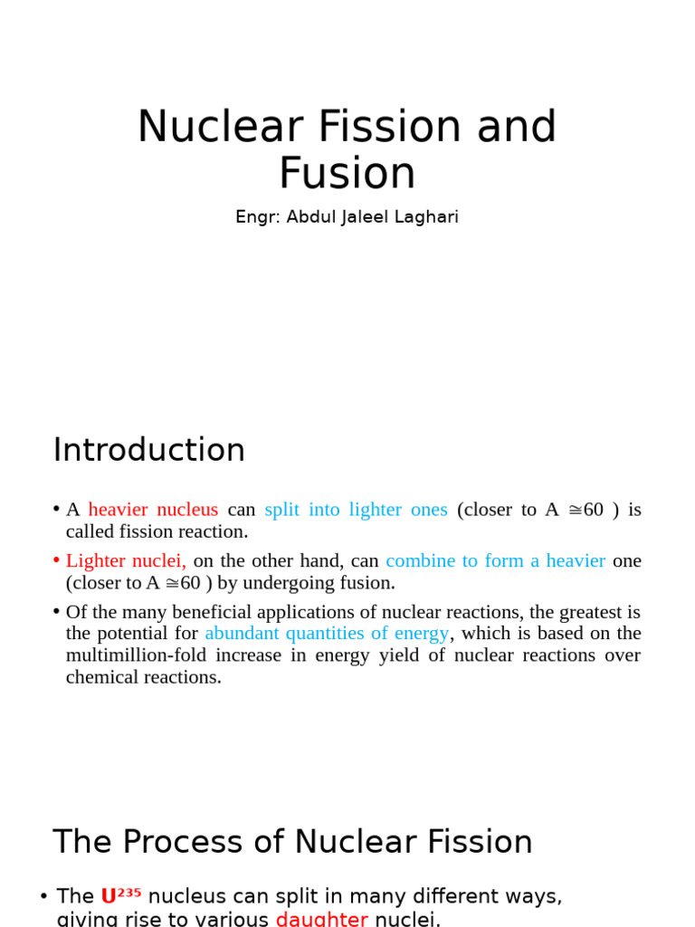 Fission vs Fusion: Energy Insights | PDF | Nuclear Fusion | Nuclear Fission