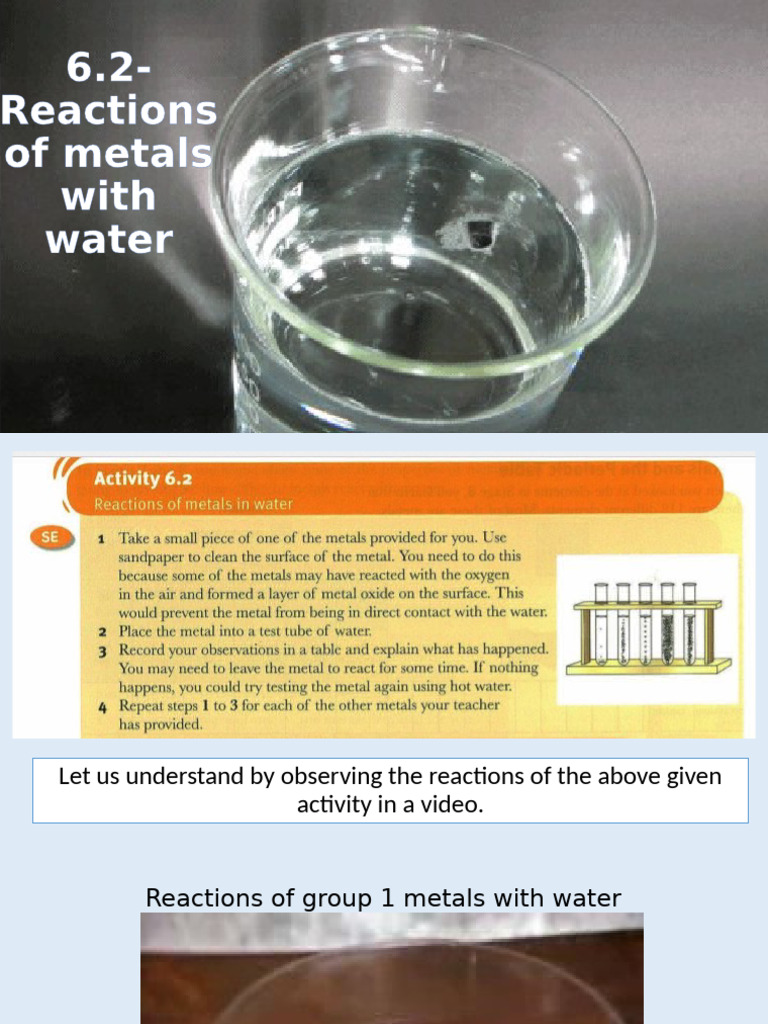 6.2 - Reactions of Metals With Water | PDF | Oxide | Magnesium