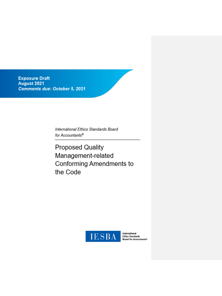 IESBA ED QM Related Conforming Amendments Final - 0 | PDF | Audit | Policy