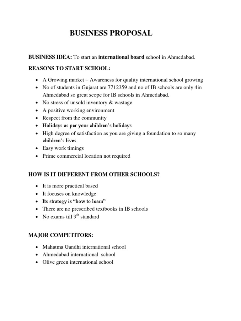 International School Proposal in Ahmedabad | PDF | Business