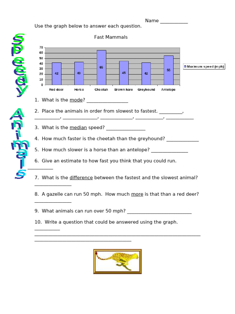 Fast Mammals Speed Analysis Worksheet | PDF