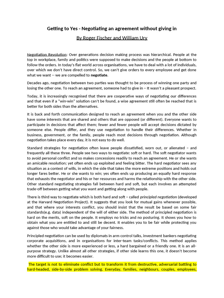 Principled Negotiation Strategies | PDF | Negotiation | Social Psychology