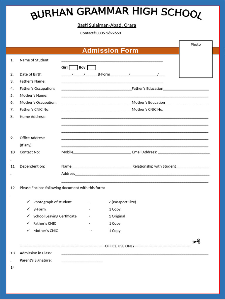 Student Admission Form Template | PDF | Government And Personhood ...