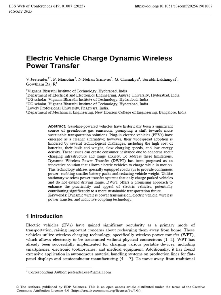 Dynamic Wireless Charging for EVs | PDF | Inductor | Inductance