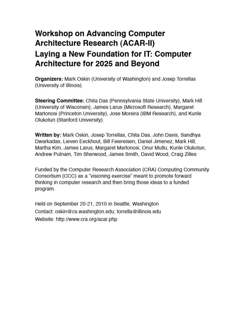 Future Directions in Computer Architecture | PDF