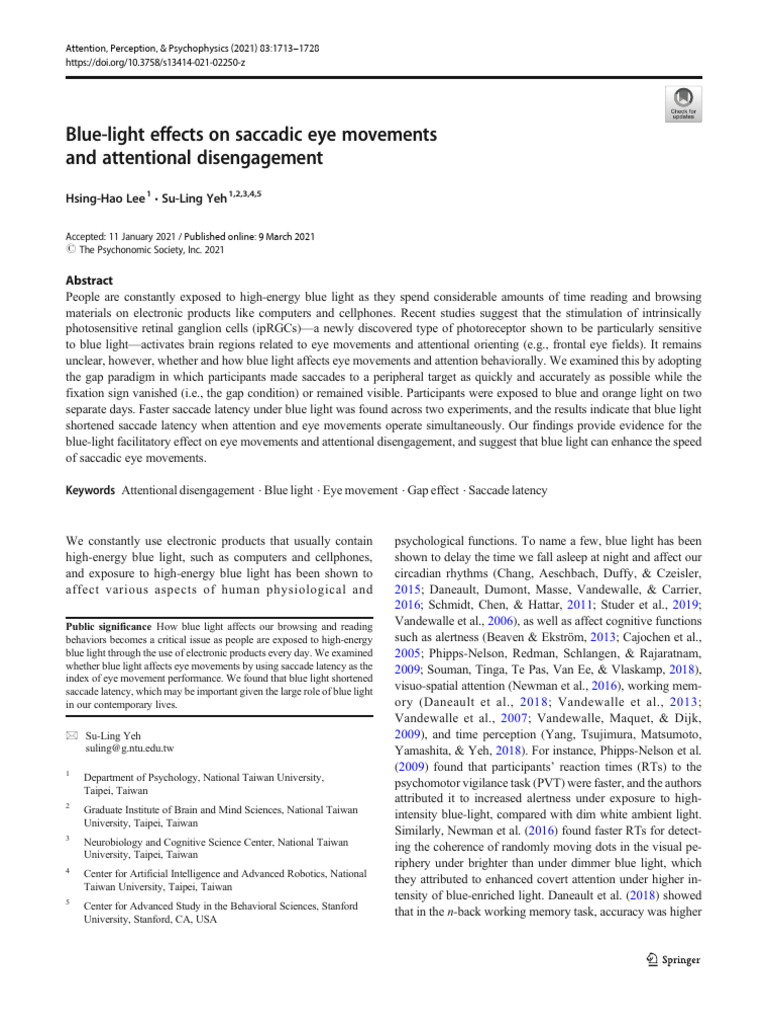 Blue-Light Effects On Saccadic Eye Movements and Attentional ...