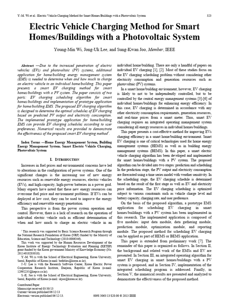 Smart EV Charging for PV-Integrated Homes | PDF | Electric Vehicle ...