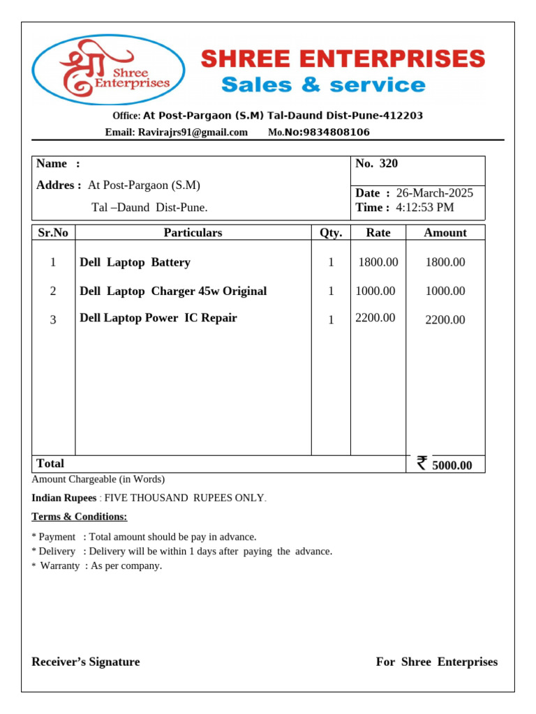 Enterprise Invoice for Laptop Services | PDF