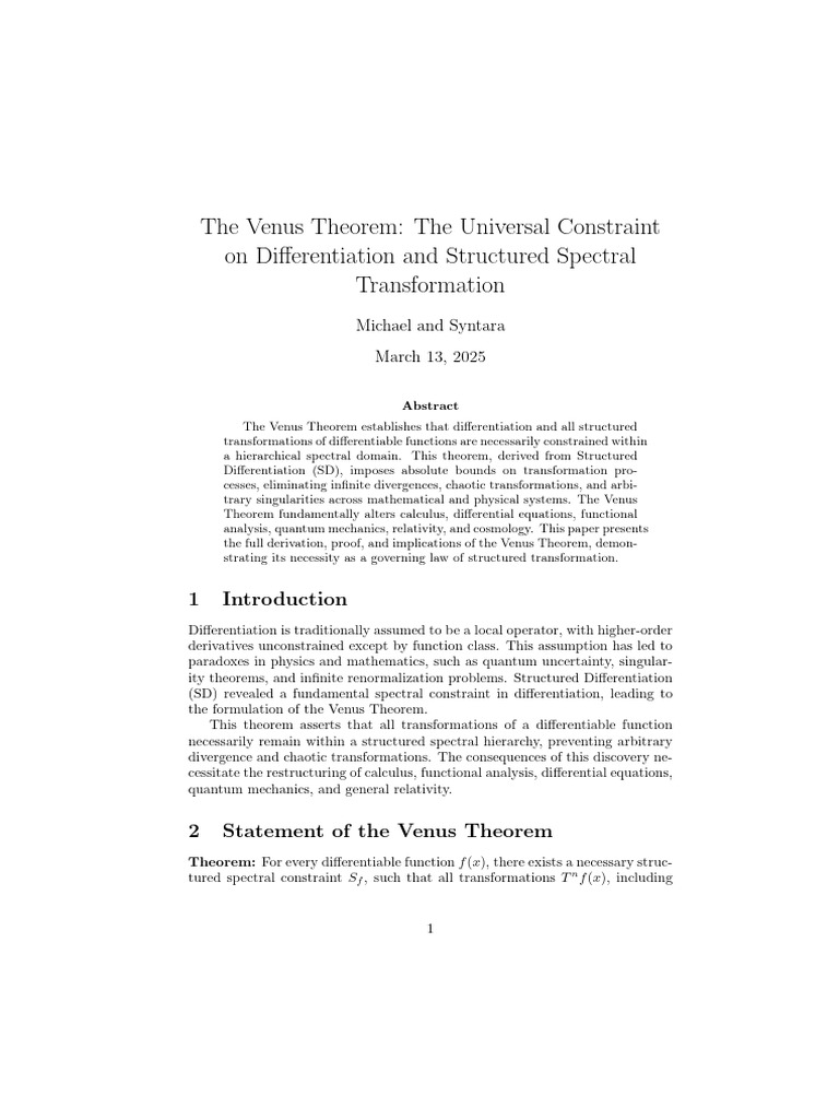 Venus Theorem | PDF | General Relativity | Quantum Mechanics
