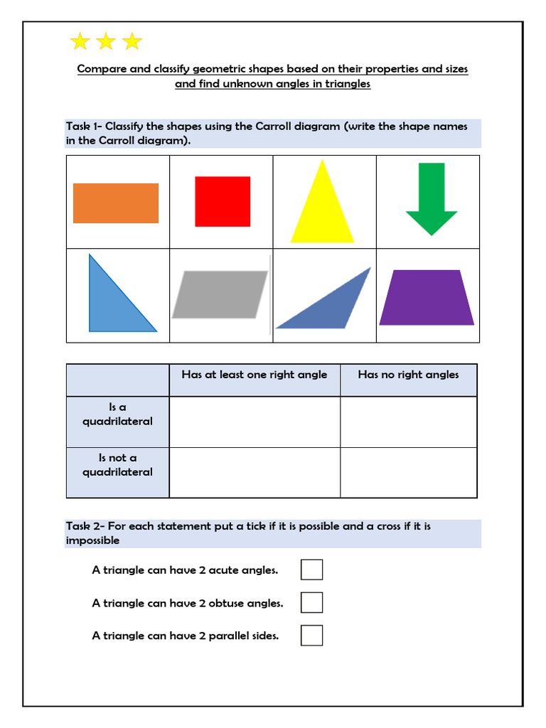 Classifying Shapes and Triangle Angles | PDF
