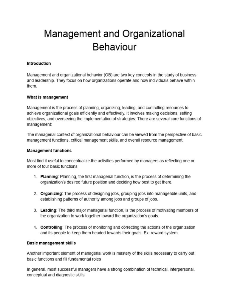 Management and Organizational Behavior Insights | PDF | Organizational ...
