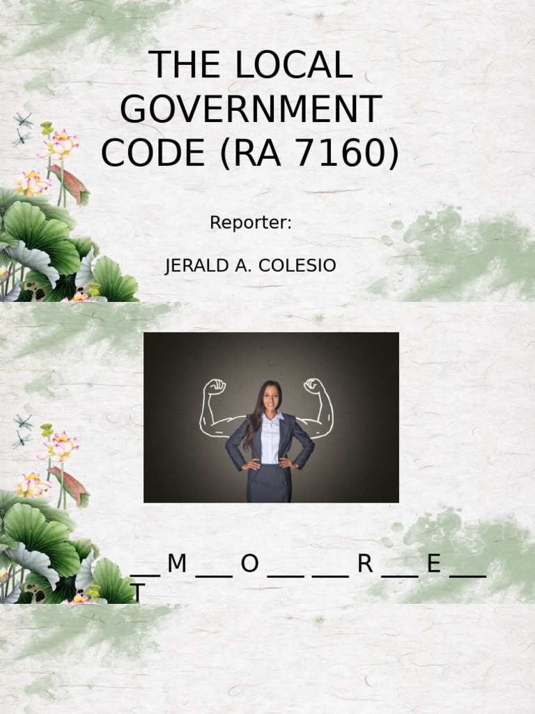Local Government Code RA 7160 Overview | PDF | Governance | Taxes