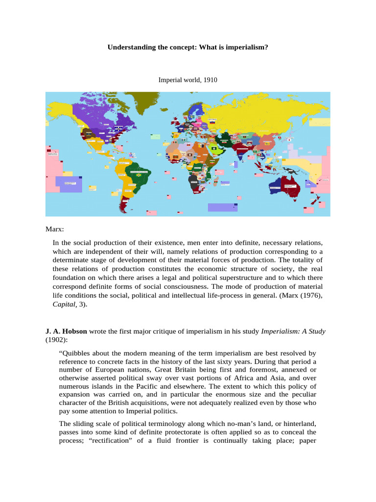 Worksheet 1 - Imperialism - Understanding The Concept | PDF ...