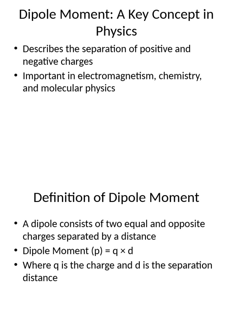 Understanding Dipole Moment in Physics | PDF