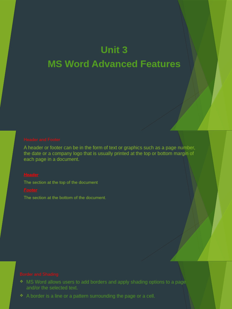 MS Word Advanced Features Guide | PDF