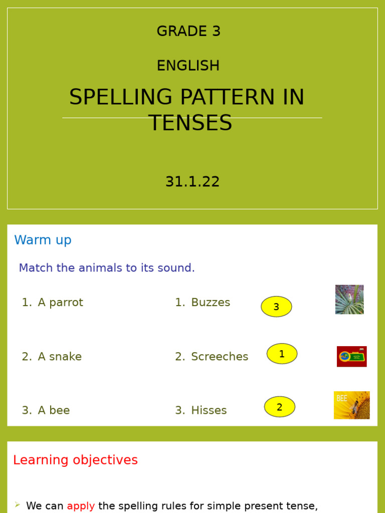 2-Gr3-Eng-Ppt-Spelling Pattern in Tenses 31.1.22 | PDF | English ...