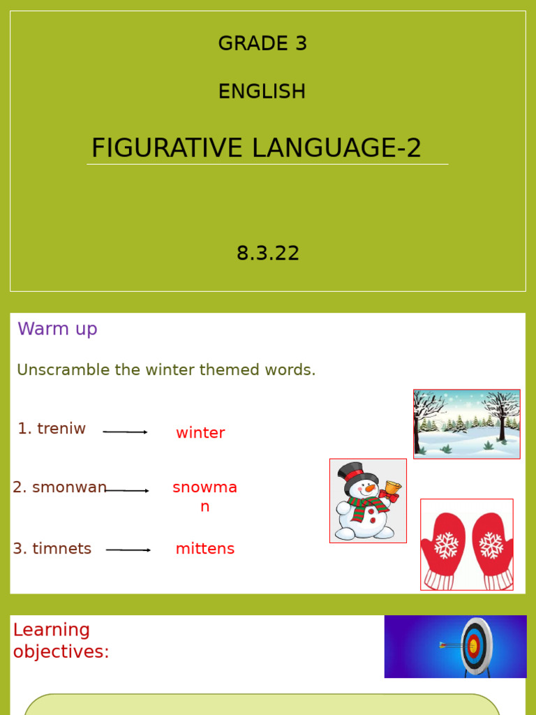 Figurative Language Activities for Grade 3 | PDF | Metaphor | Linguistics