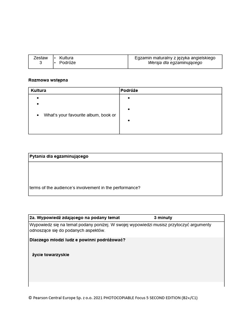 Focus5_2E_Cumulative_Test_3_Speaking_Units1-6_for_Teacher | PDF