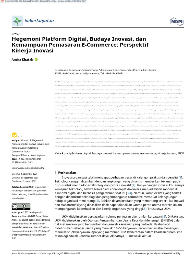 Dampak Platform Digital pada Inovasi UKM | PDF