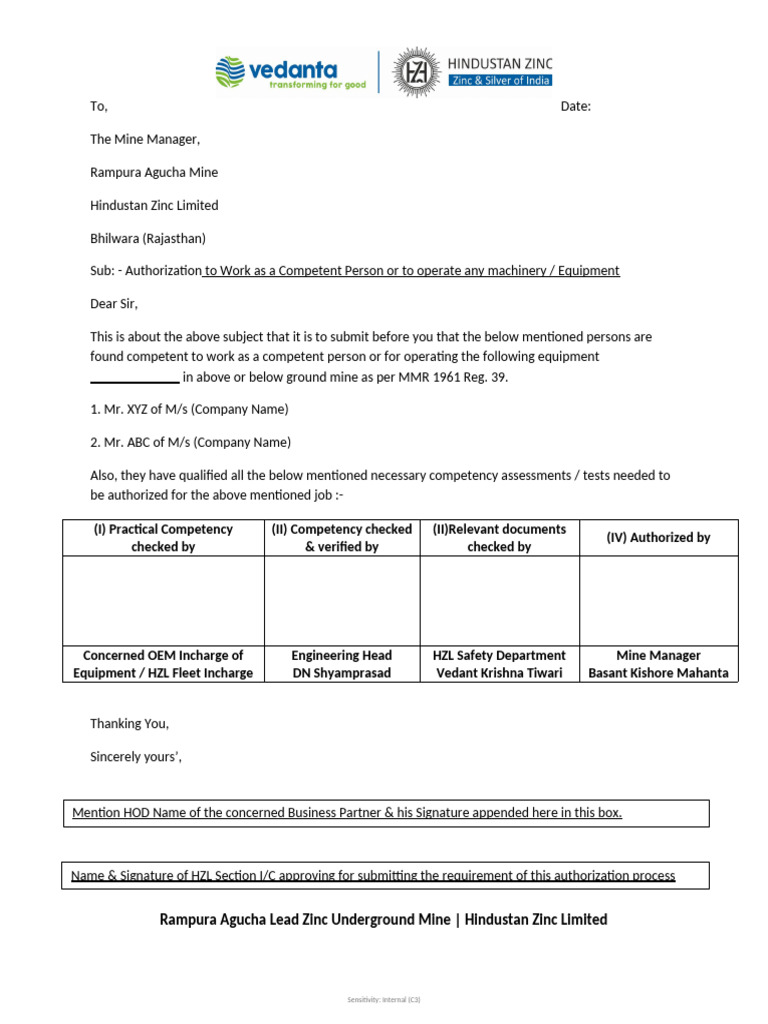 Authorization for Competent Person Work | PDF