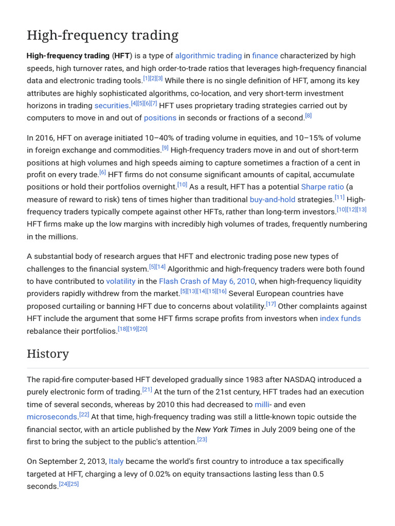 High-frequency trading - Wikipedia | PDF | High Frequency Trading ...