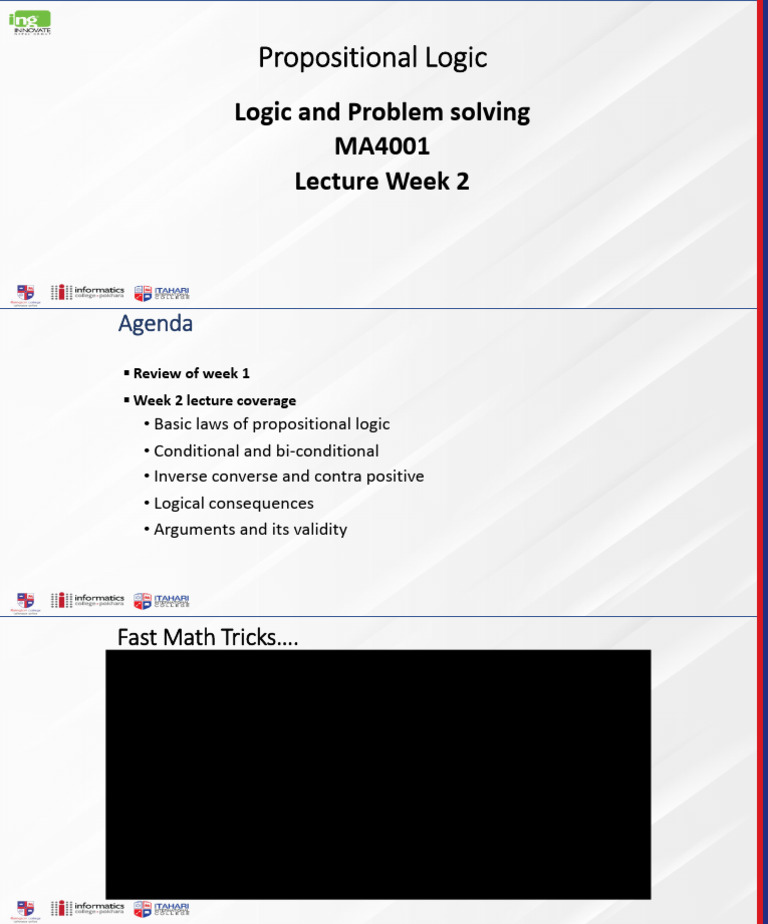 Propositional Logic: Week 2 Overview | PDF | Logic | Logical Consequence