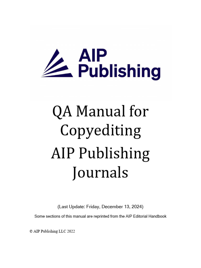 AIP Copyediting QA Manual 2024 | PDF | Copy Editing | Comma