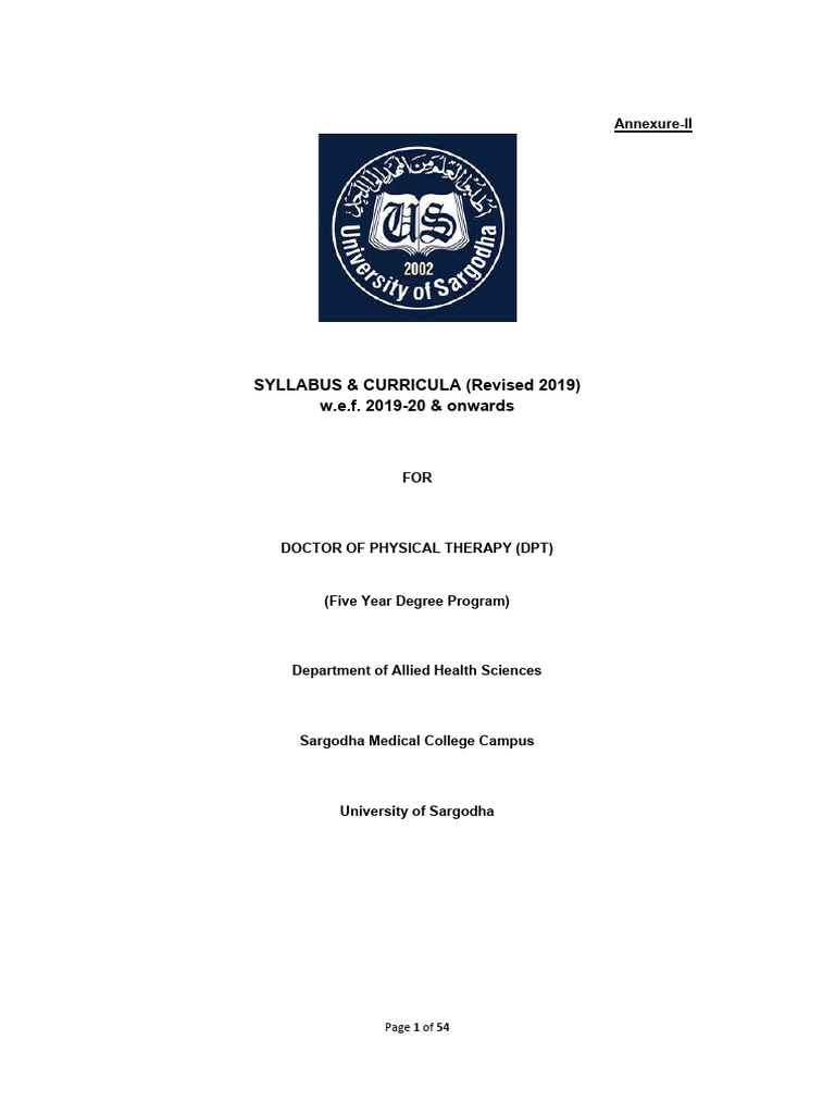 DPT Curriculum Overview 2019-2020 | PDF | Heart | Kidney