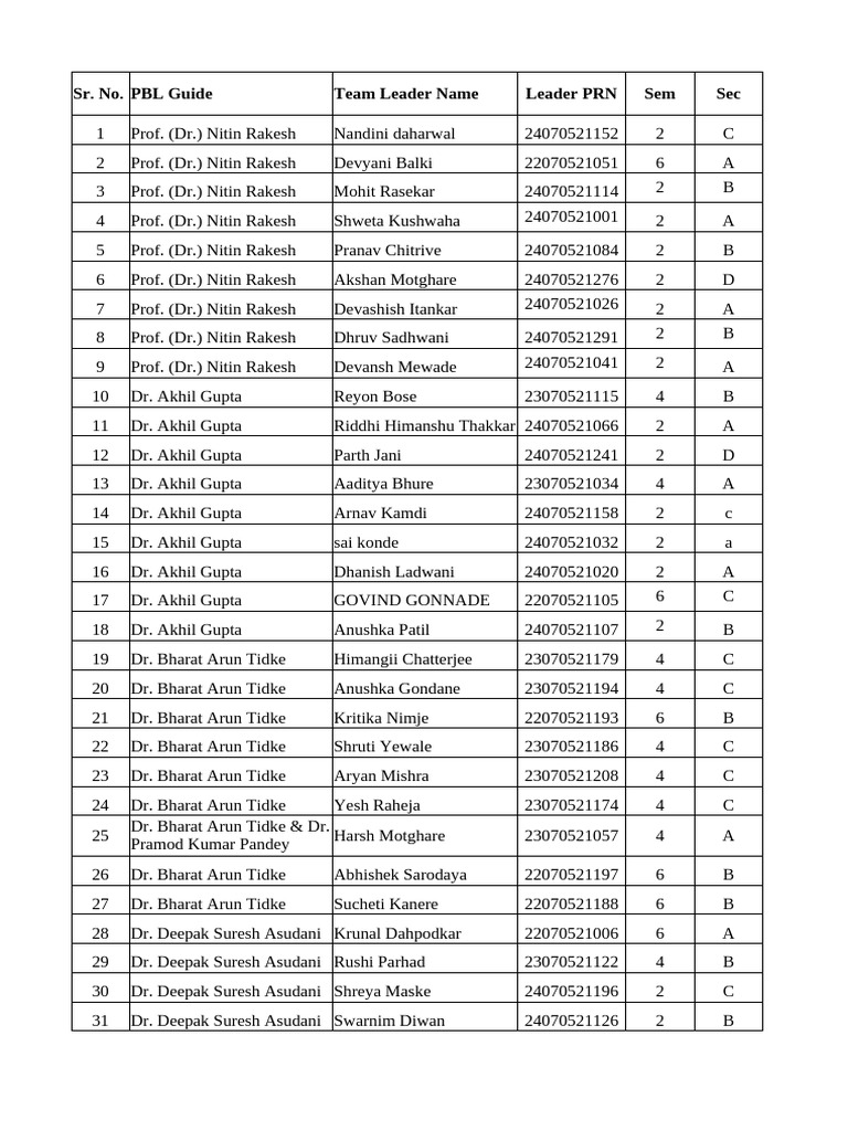 PBL Guide with Team Leaders | PDF