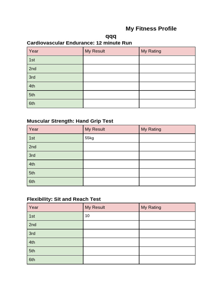 Comprehensive Fitness Assessment Results | PDF